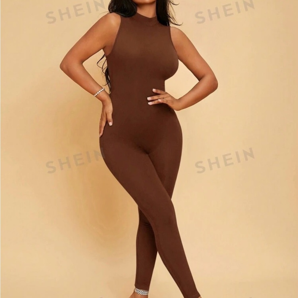 New Solid Mock Neck Unitard Jumpsuit…